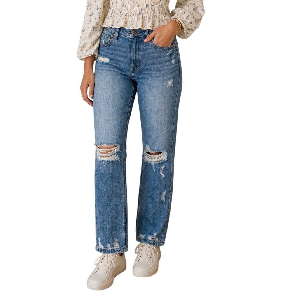 Altar'd State Jeans Women 26 Blue Ceros‎ Distressed High Rise Mom
